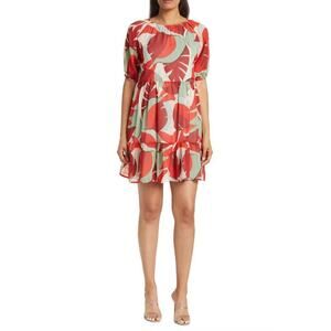 Collective Concepts Geometric Print Minidress In Red Tropical Size S